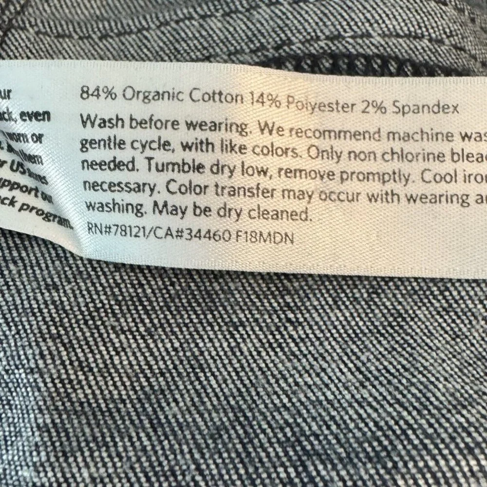 Eileen Fisher Pull On Pants Small Dark Blue Wash Organic Cotton Elastic Waist_9